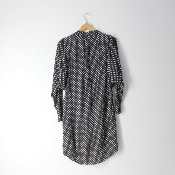 Joie Myune Tie Waist button down shirtdress black printed dolman sleeve Sz M - Picture 5 of 13